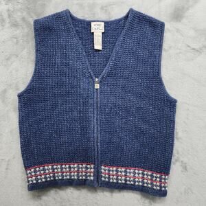 Vintage Koret City Blues Sweater Vest Womens S PETITE Blue Pink Sparkle V-Neck